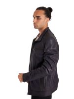 Мужская кожанка тёмно-синяя — натуральная кожа, стиль casual — изображение 6