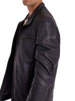 Мужская кожанка тёмно-синяя — натуральная кожа, стиль casual — изображение 7